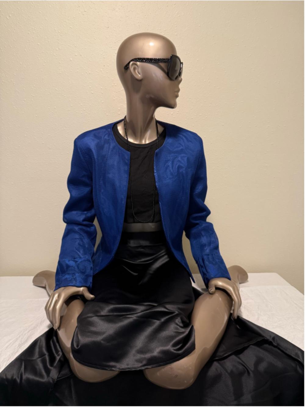 EY Boutique Royal Blue Mesh Jacket Blazer Size 16